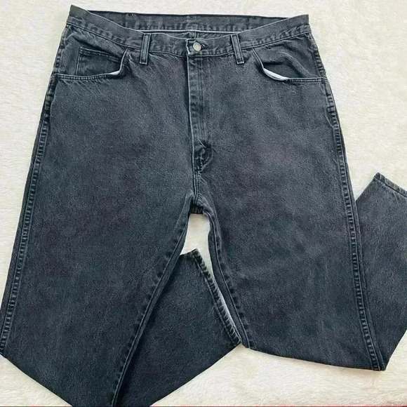 Rustler Vintage Black Super Faded Tapered Rustic Jeans Size 40X32 - Picture 4 of 14